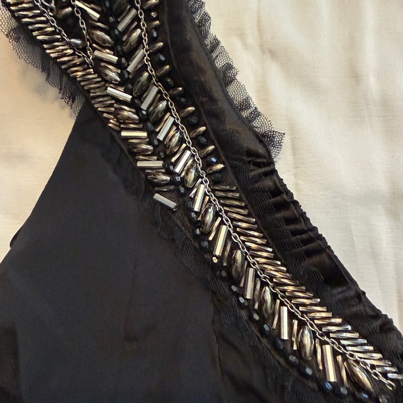 Bebe One Shoulder Black Jeweled Top Y2K Glam - Picture 4 of 9